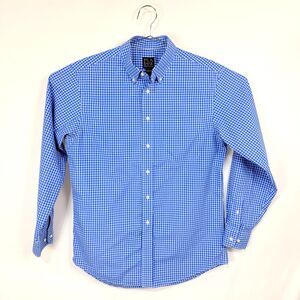 JOS. A. BANK Travelers Blue/White Gingham Button Down Cotton Shirt Men's Medium